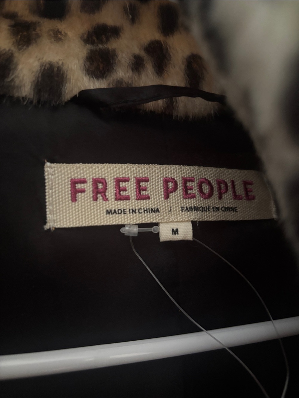 Free People Cream and Black Leopard Faux-Fur Zip-Front Coat - Picture 2 of 2